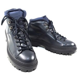 ALBERTO CICCIOLI 🇮🇹 MEN'S NAVY BLUE LEATHER COMFORT WINTER BOOTS